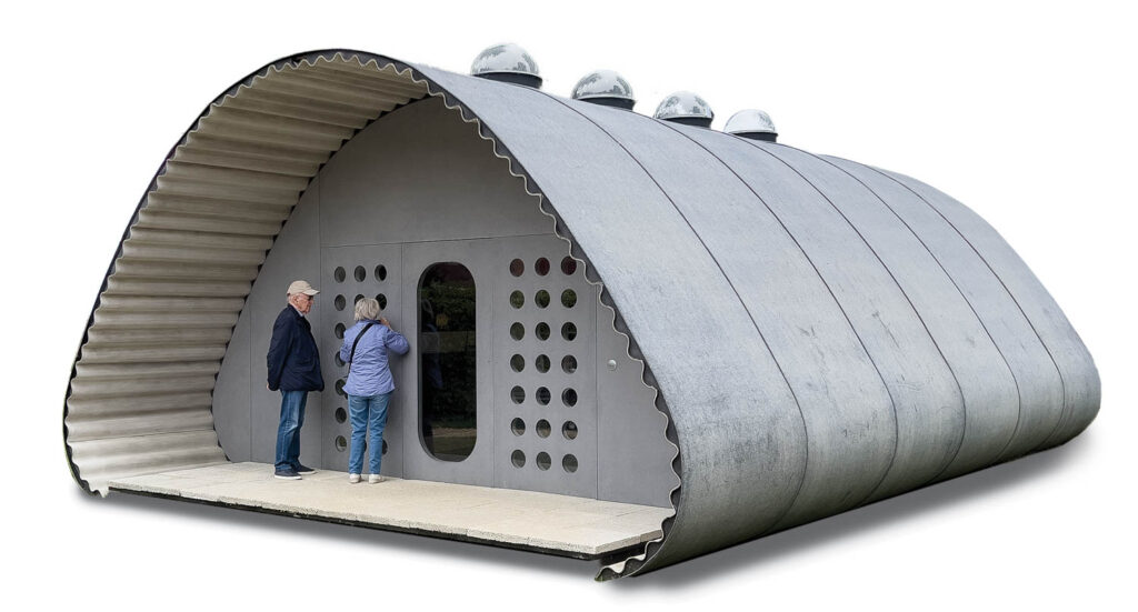 a semipermanent dwelling that is a prototype for displaced people