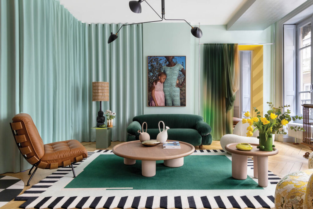 the living room of the French apartment of the Claude Cartier Studio founder
