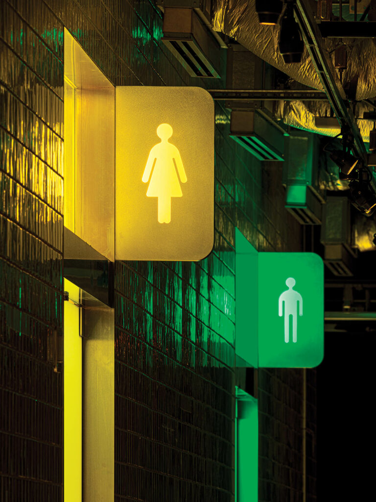 gender signs to a public restroom in Japan